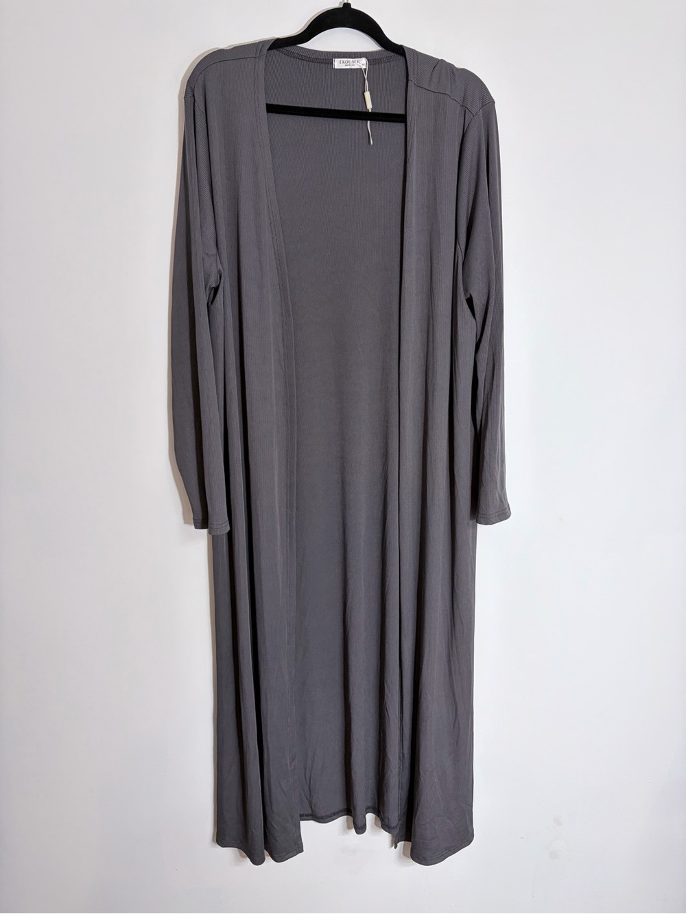 Maxi Ribbed Cardigan in Charcoal by Ekouaer Super Soft NWOT minimalist Chic